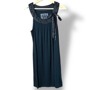 La LINGERIE Modal / Spandex Blend Navy Blue Nightgown Satin Trim & Bow US Sz M